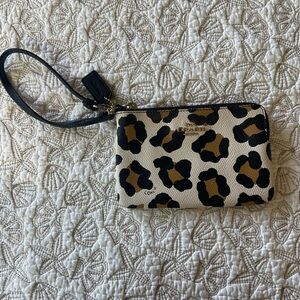 Coach Black and Tan leopard Patterned Wristlet
